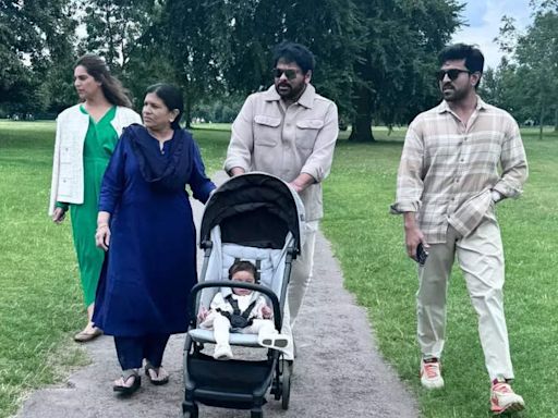 Chiranjeevi shares a heartwarming family picture with Ram Charan, Upasana Konidela and their daughter Klin Kaara Konidela from London | Telugu Movie News - Times of India