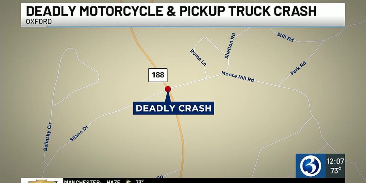 Man dies in crash that involved motorcycle, pickup truck in Oxford