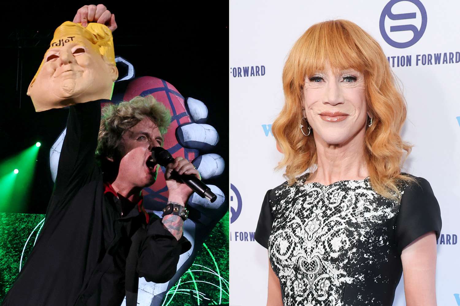 Green Day singer Billie Joe Armstrong holds Donald Trump mask at concert, Kathy Griffin reacts: 'I see you'