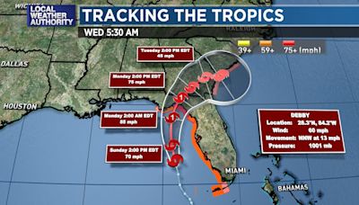 Sunday morning Tropical Storm Debby update