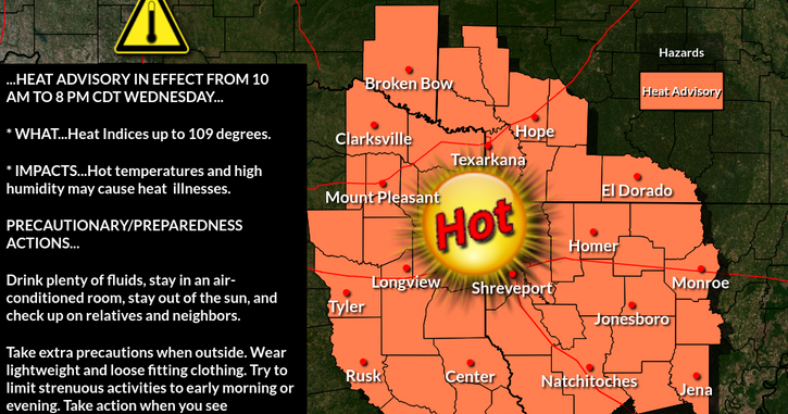 Heat advisory in effect Wednesday