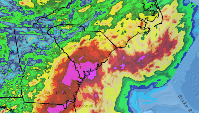 Tropical Storm Debby rainfall totals for SC, Georgia, NC through Thursday morning, Aug. 8