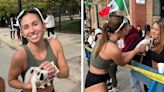 A marathon runner gave up a shot at breaking her personal record to veer off course and save a tiny kitten
