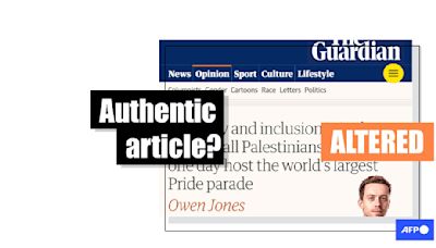 Guardian headline about LGBTQ pride parade in Gaza is fake