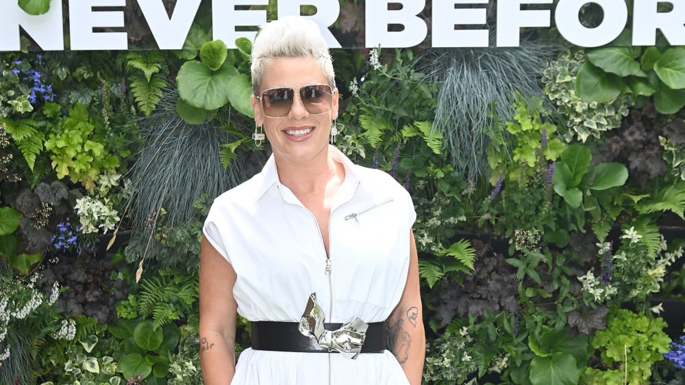 Pink Wears Alexander McQueen Shirtdress at Wimbledon, Meets Carlos Alcaraz and More