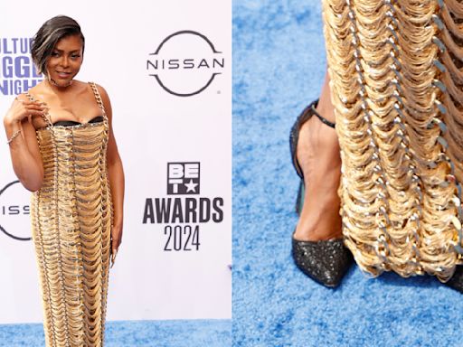 Taraji P. Henson Glitters in Betsey Johnson Pumps and Balmain Gown on the BET Awards 2024 Red Carpet