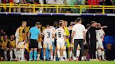 Germany v Denmark clash delayed for 24 minutes by thunder and lightning