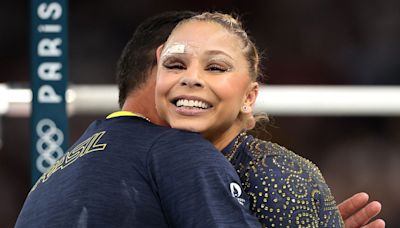 Brazilian gymnast suffers cut above eye after hard fall in warmups at Paris Olympics