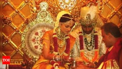 Aishwarya Rai's gold Kanjivaram wedding saree | - Times of India