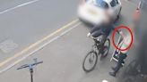 Thief on a bike snatches mobile phones out of three victims' hands