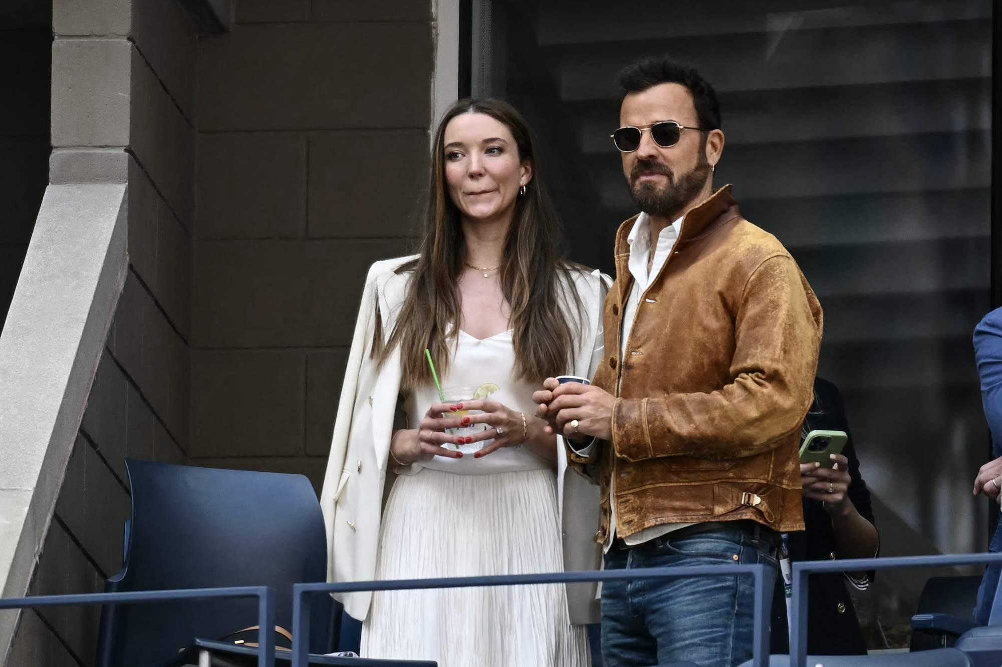 Justin Theroux and Fiancee Nicole Brydon Bloom Attend US Open After Engagement