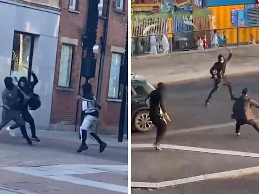 Shocking footage shows machete fights as hundreds filled Southend city centre