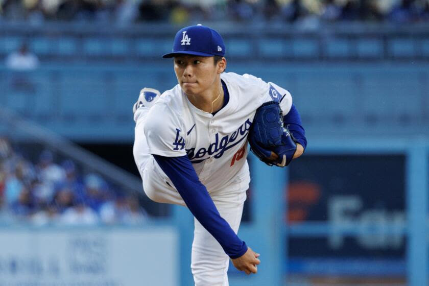 Dodgers hope Yoshinobu Yamamoto's rotator-cuff strain isn't a precursor to major injury