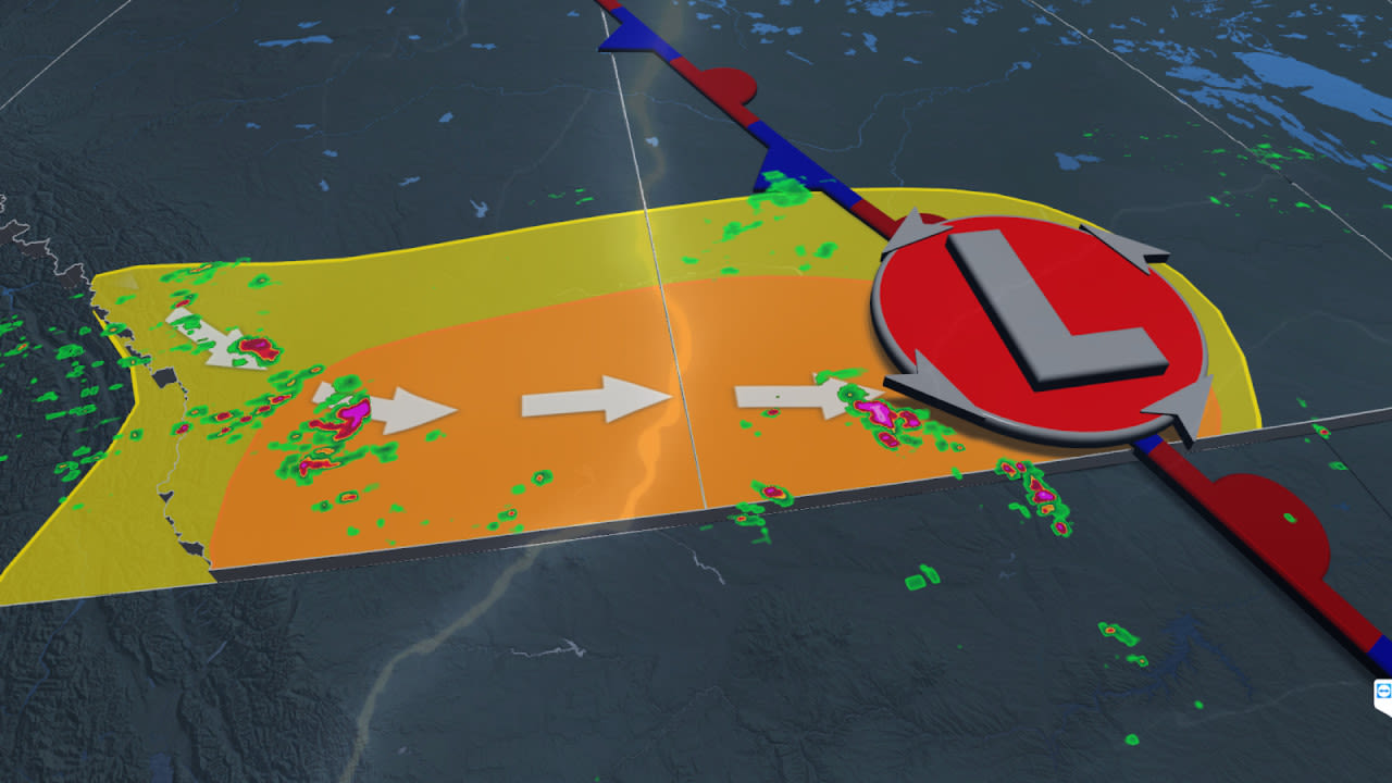 Storm threat creeps across southern Alberta, Saskatchewan Monday