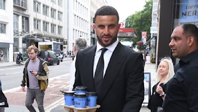 Kyle Walker does the coffee run during break from courtroom drama