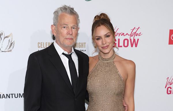 Katharine McPhee Stuns in Sheer Gold Dress Alongside David Foster at Charity Event Before Their Tour Launch