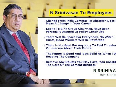 No need to feel threatened, insecure: N Srinivsasan reassures India Cements employees - CNBC TV18