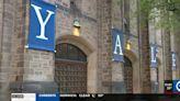 Protestors gather outside Yale University president’s home