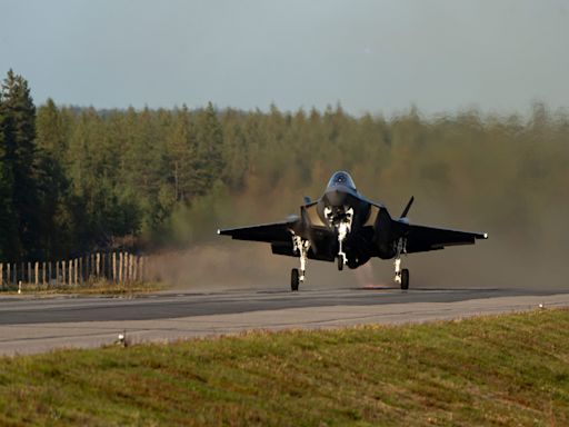 American F-35 stealth fighters landed on a highway in Europe for the first time in training with one of NATO's newest allies