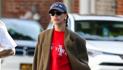 Hailey Bieber's Preppiest Maternity Outfit Yet Is Also a Sweet Nod to Gigi Hadid