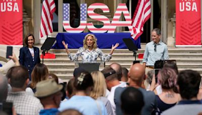 Jill Biden meets with US Olympic athletes in Paris — and even helps with a relay drill