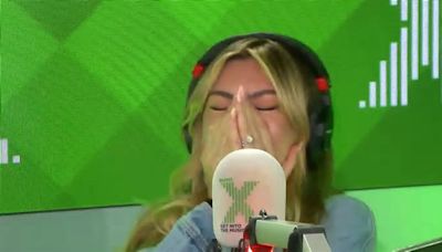 Abbey Clancy screams with embarrassment as she's teased over her music career with throwback song