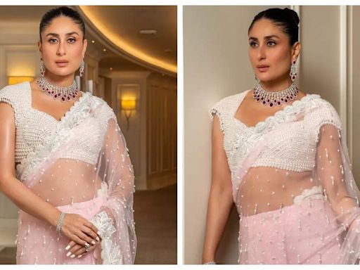 Kareena Kapoor Khan stuns in sheer saree at Dubai event, dances to 'Nagada' from 'Jab We Met' | - Times of India