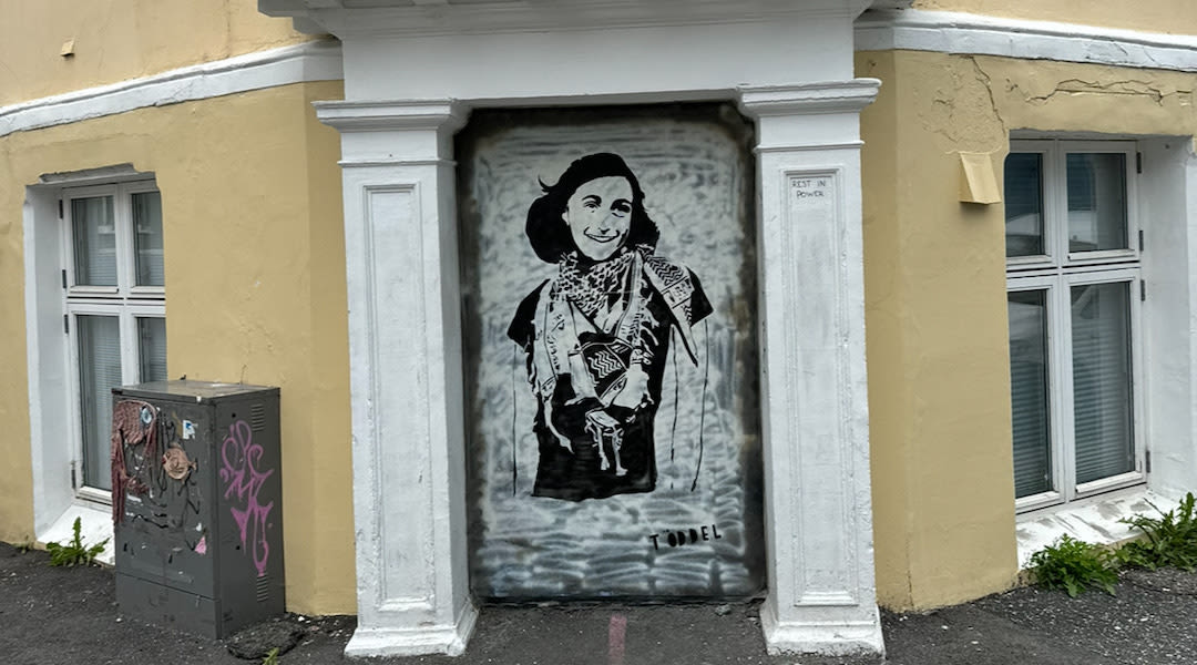 After mural of Anne Frank in a keffiyeh draws criticism, Norwegian street artist defends statement - Jewish Telegraphic Agency