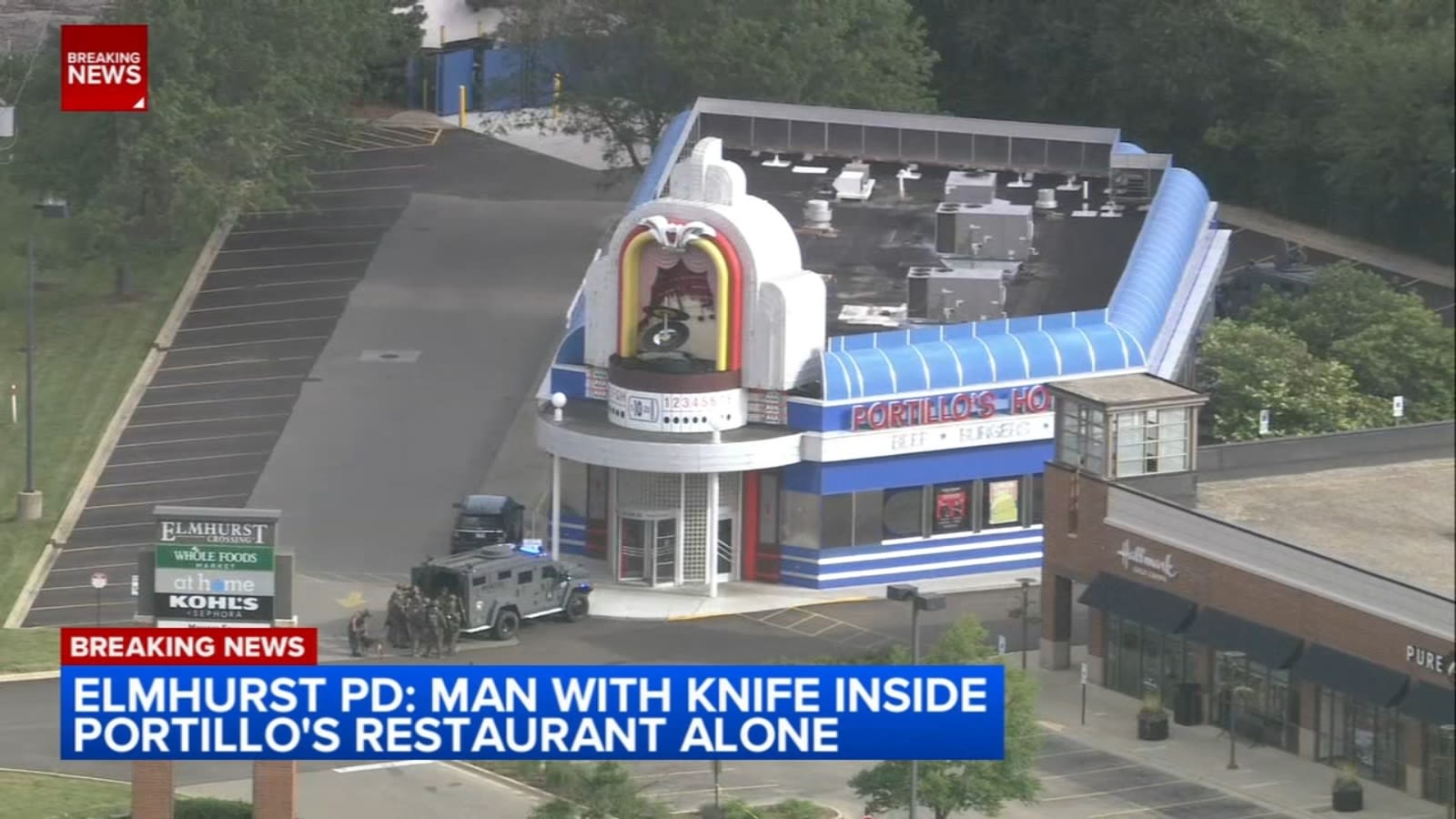 Man reportedly with knife barricaded inside suburb Portillo's, Elmhurst police say
