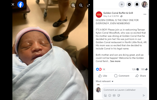 Woman dining at Golden Corral unexpectedly gives birth at restaurant. ‘It’s a boy!’