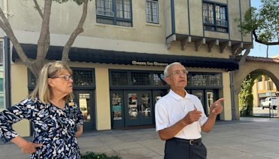 Shut out of Riverside’s Mission Inn, docents now give tours from sidewalk