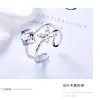 促銷打折 方糖款奧地利水晶元素水晶雙層戒指用於生日聚會紀念日