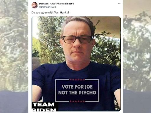 Fact Check: Truth Behind Claim Tom Hanks Wore T-Shirt With Slogan, 'Vote For Joe, Not the Psycho'