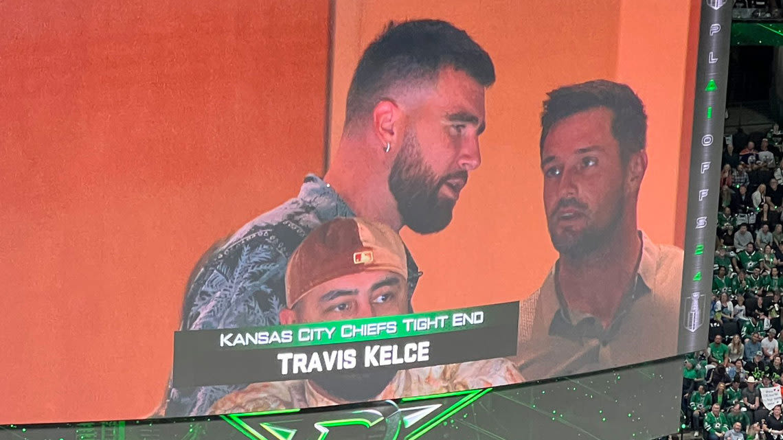 Travis Kelce spotted at American Airlines Center for Dallas Stars playoff game -- alas, without Taylor