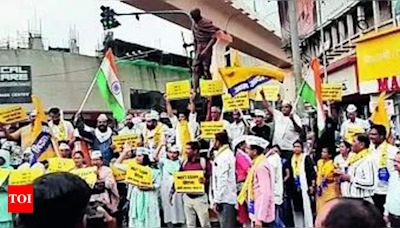 'NEET rigged': AAP protests in Jalandhar | Chandigarh News - Times of India