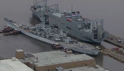 Watch: Battleship New Jersey docks in South Philly