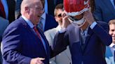 Biden gives helmet a try during Chiefs visit