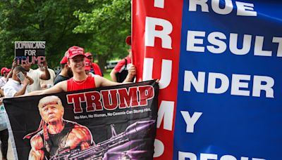 Hundreds of Trump supporters pack Bronx rally as counterprotesters jeer outside