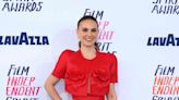 Natalie Portman Went Braless Under Her Red Leather Jacket and Miniskirt Set