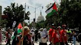 Protestors raise Palestinian flag, burn US flags near Congress | World News - The Indian Express