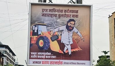 'Bulldozer Baba’ Posters Of CM Eknath Shinde Erected In Mira-Bhayandar Amid MBMC's Demolition Drive On Illegal...