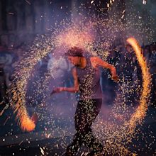 Dance with fire by Marc Besancenot | Fire dancer, Fire poi, Fire art