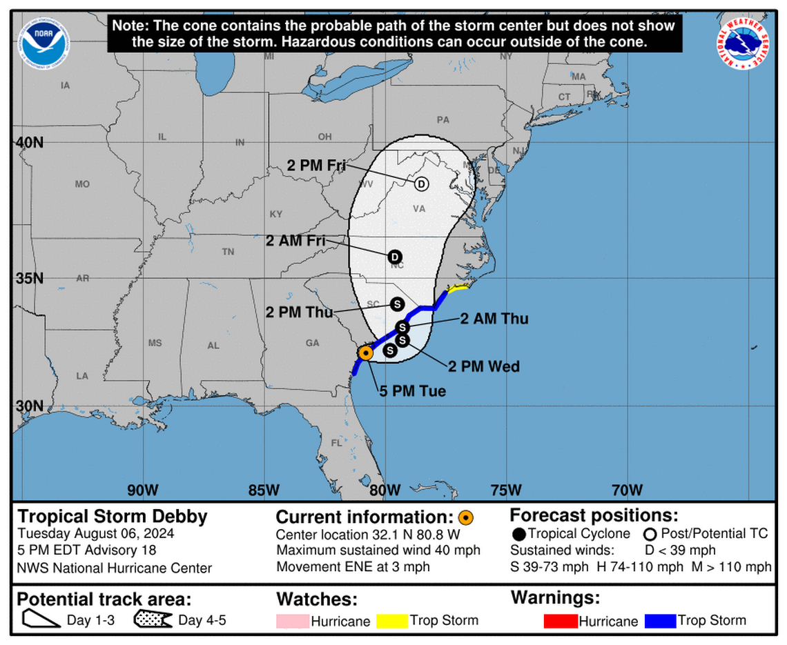 Georgia’s Debby shifted path to South Carolina