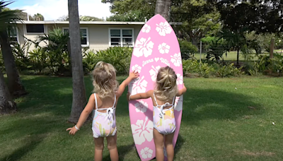 Cute: Kai Lenny Shapes Custom Surfboard for Twin Daughters (Video)