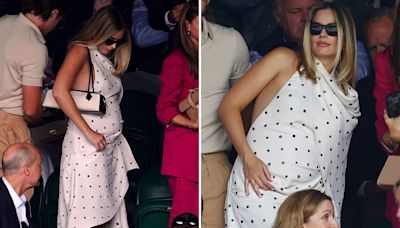Margot Robbie shows off her blooming baby bump at Wimbledon's Centre Court