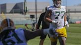 Packers first-round pick Jordan Morgan gets reps at left guard during OTAs