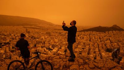 See Athens Blanketed by Orange Haze Due to Sahara Dust Storm
