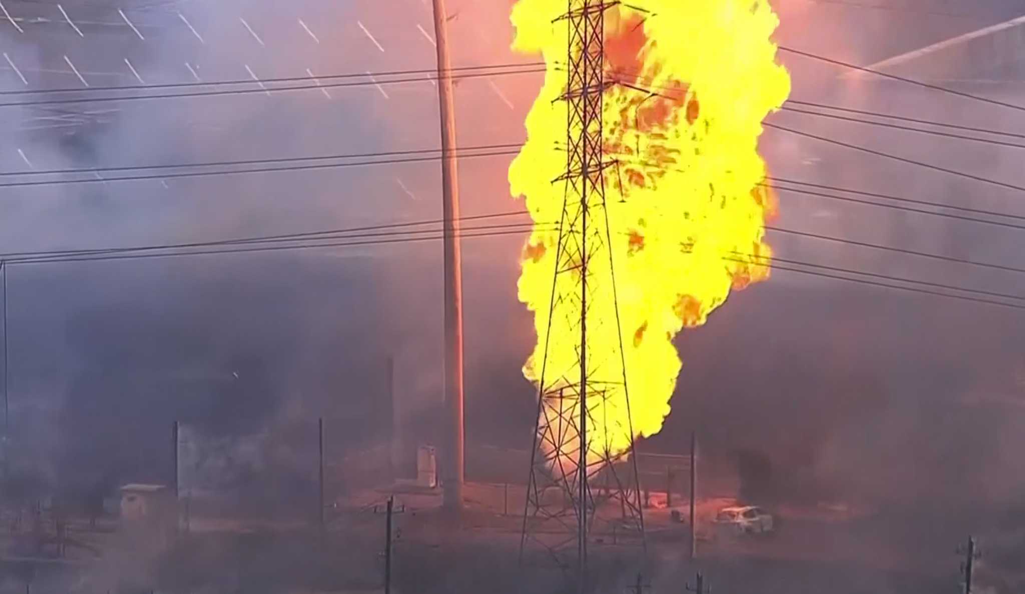 Massive pipeline fire burning near Houston began after a vehicle struck a valve, officials say