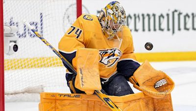 Predators, franchise goalie Juuse Saros agree to terms on an 8-year contract, AP source says