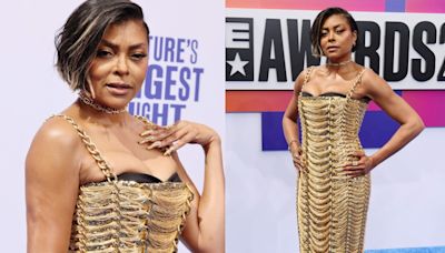 Taraji P. Henson Goes for Gold in Custom Balmain Dress on the BET Awards 2024 Red Carpet